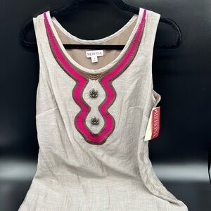 casual beige tunic beaded dress NWT